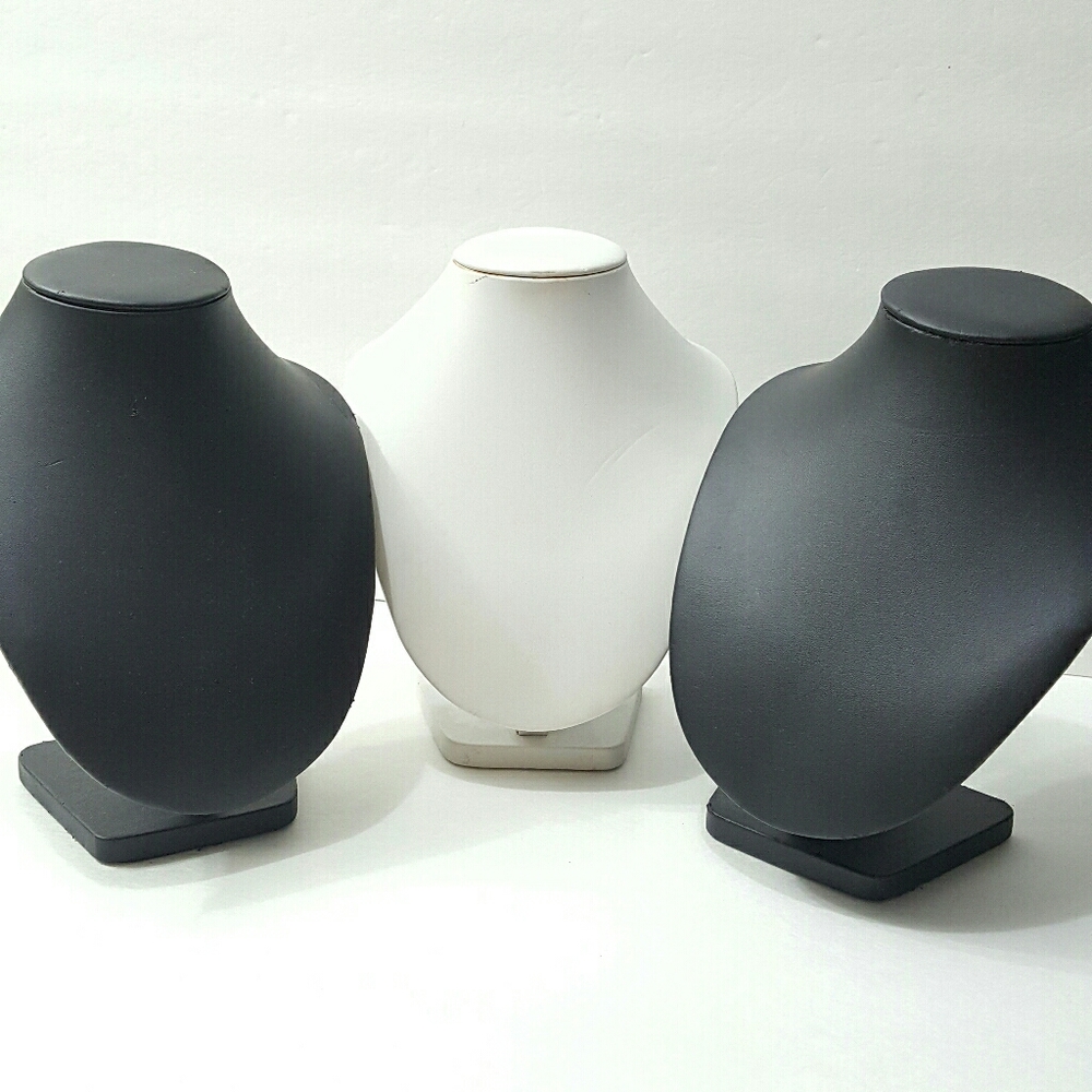 3 Pcs Necklace Faux Leather Stand Display 8" Tall